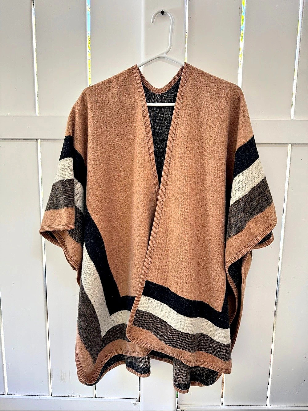 Color Block Poncho in Brown & Black Like New